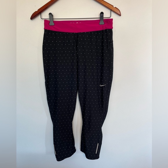 Nike Black and Pink Polka Dot leggings size medium - Picture 2 of 6